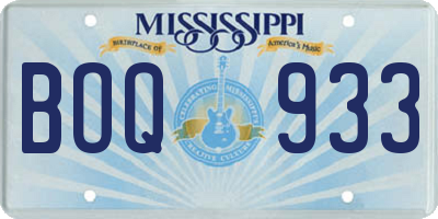 MS license plate BOQ933