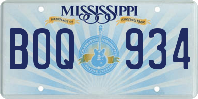 MS license plate BOQ934