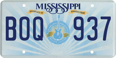 MS license plate BOQ937