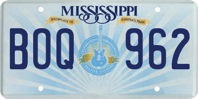 MS license plate BOQ962