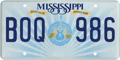 MS license plate BOQ986
