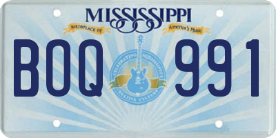 MS license plate BOQ991