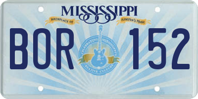 MS license plate BOR152