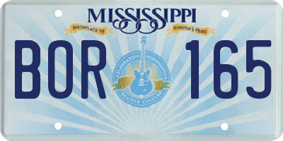 MS license plate BOR165