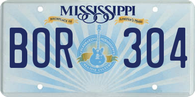 MS license plate BOR304