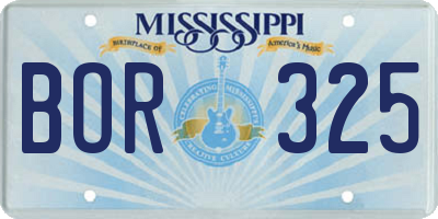 MS license plate BOR325