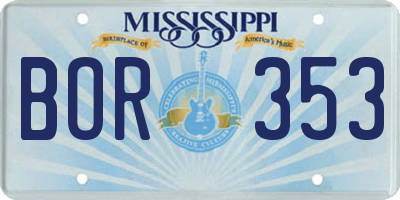 MS license plate BOR353