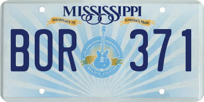MS license plate BOR371
