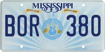 MS license plate BOR380