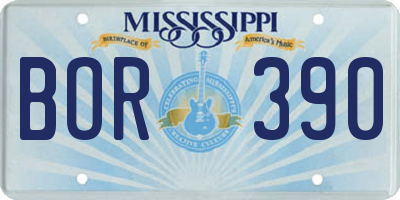 MS license plate BOR390