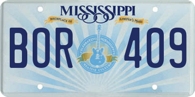 MS license plate BOR409