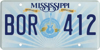 MS license plate BOR412
