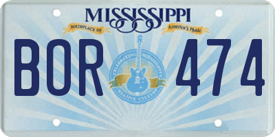 MS license plate BOR474
