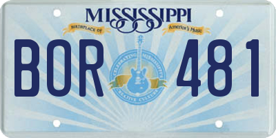 MS license plate BOR481