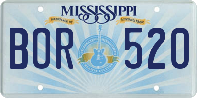 MS license plate BOR520