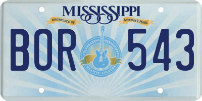 MS license plate BOR543