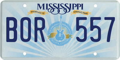 MS license plate BOR557