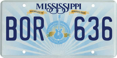MS license plate BOR636