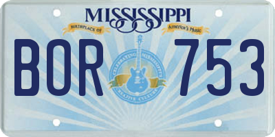 MS license plate BOR753