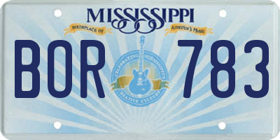 MS license plate BOR783