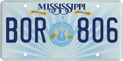 MS license plate BOR806