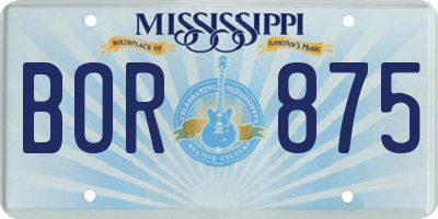 MS license plate BOR875