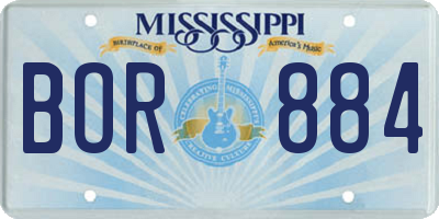 MS license plate BOR884
