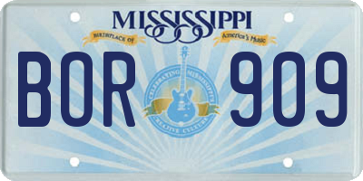 MS license plate BOR909