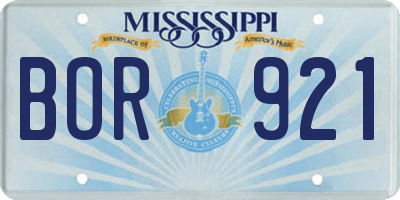 MS license plate BOR921