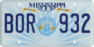 MS license plate BOR932
