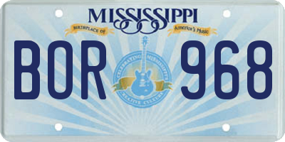MS license plate BOR968