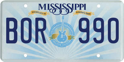 MS license plate BOR990