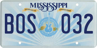 MS license plate BOS032