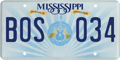 MS license plate BOS034