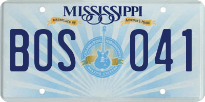 MS license plate BOS041