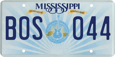 MS license plate BOS044