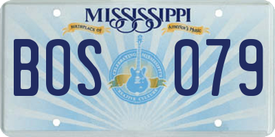 MS license plate BOS079