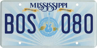 MS license plate BOS080