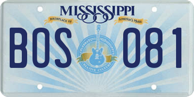 MS license plate BOS081