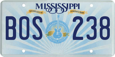 MS license plate BOS238