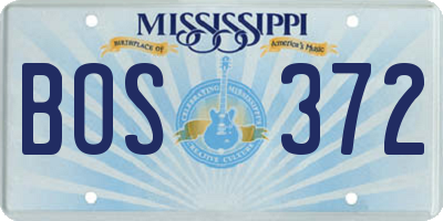 MS license plate BOS372
