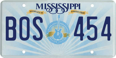 MS license plate BOS454