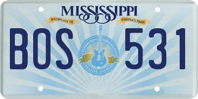 MS license plate BOS531