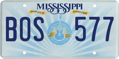 MS license plate BOS577