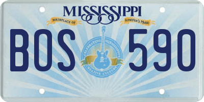 MS license plate BOS590