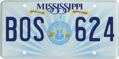 MS license plate BOS624