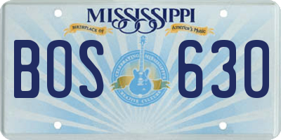 MS license plate BOS630