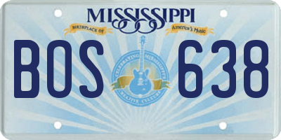 MS license plate BOS638