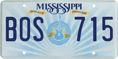 MS license plate BOS715
