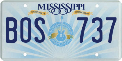 MS license plate BOS737